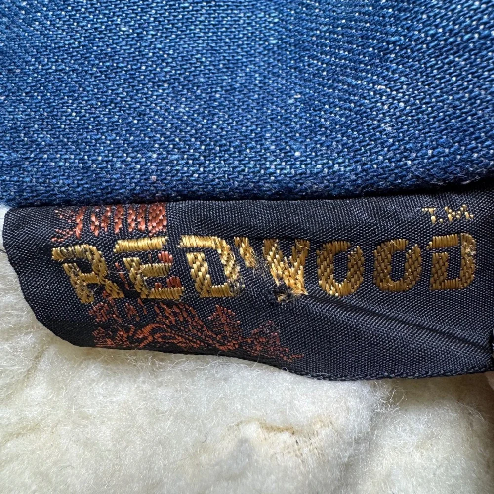 Vintage REDWOOD‎ XLT Sherpa Lined Denim Jacket Workwear Faded Blue Heavyweight